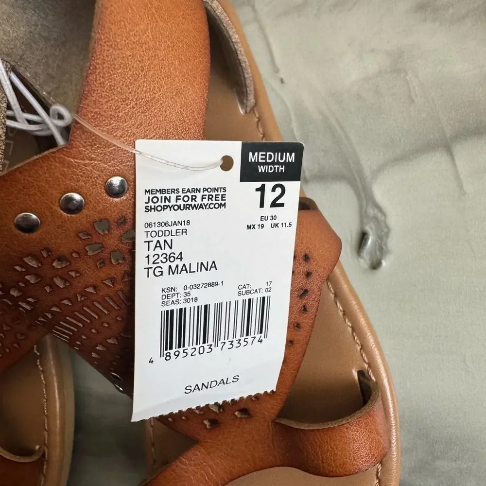 NWT New PIPER Silver Studded Cutout Tan Brown Gladiator Sandals Toddlers 12
